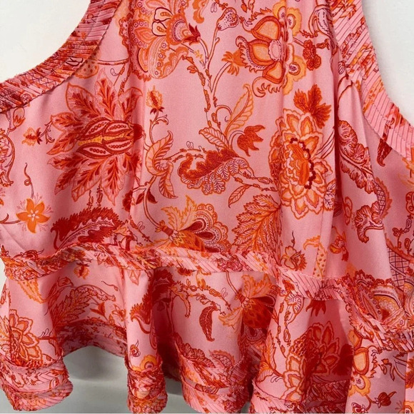 NWT Cinq A Sept PAISLEY IMPRINT SOFIE TOP S Pink English Rose Halter Crop - Picture 8 of 13